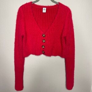 Urban outfitters fuzzy red cardigan